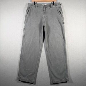 Hollister Mens Baggy Carpenter Pants Gray Wide Leg Stretch 36x30 HMH0202412570